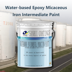 Water-based epoxy micaceous iron intermediate paint